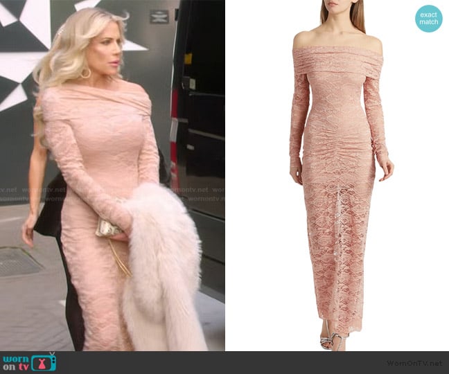 Ronny Kobo Yessenia Lace Off-The-Shoulder Dress worn by Jennifer Pedranti on The Real Housewives of Orange County