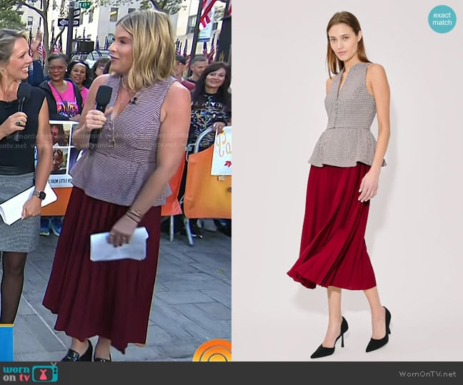 Rosie Assoulin Long Peplum Dress in Micro Houndstooth worn by Jenna Bush Hager on Today