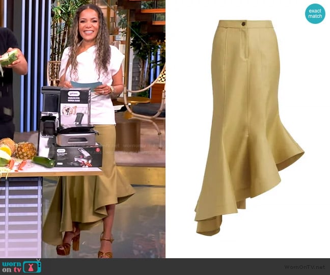 Rosie Assoulin Wave Asymmetric Cotton-Twill Maxi Skirt worn by Sunny Hostin on The View
