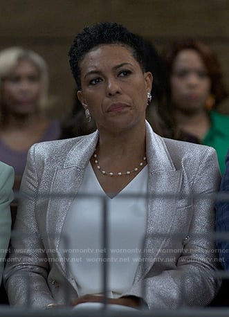 Rosie's metallic blazer on Reasonable Doubt