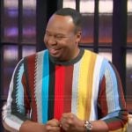 Roy Wood Jr’s multicolored stripe sweater on The Kelly Clarkson Show