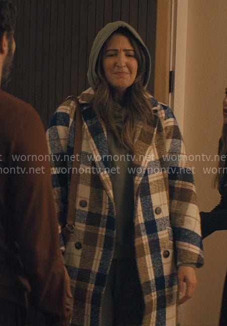 Ryann's plaid coat on Nobody Wants This