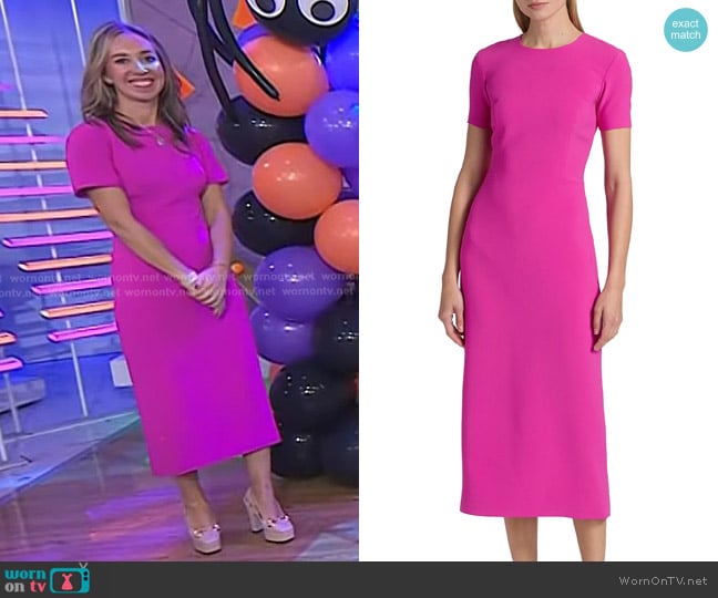 Sachin & Babi Tamara Back-Slit Midi-Dress in Cerise worn by Shannon Doherty on Today