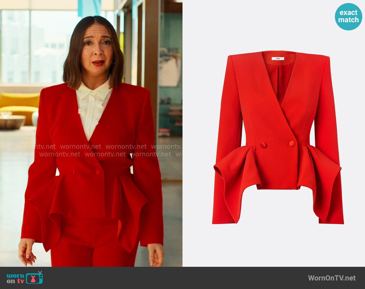 Safiyaa Renna Scarlet Red Jacket worn by Molly Novak (Maya Rudolph) on Loot