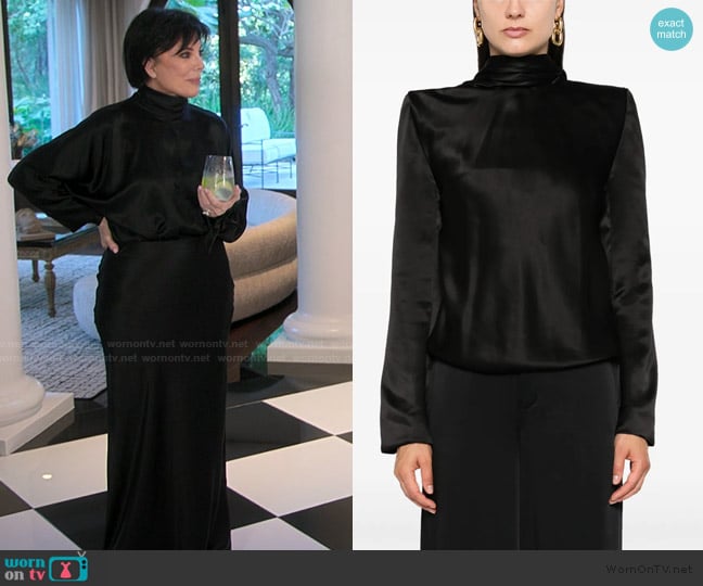 Saint Laurent Draped-detailing blouse worn by Kris Jenner (Kris Jenner) on The Kardashians