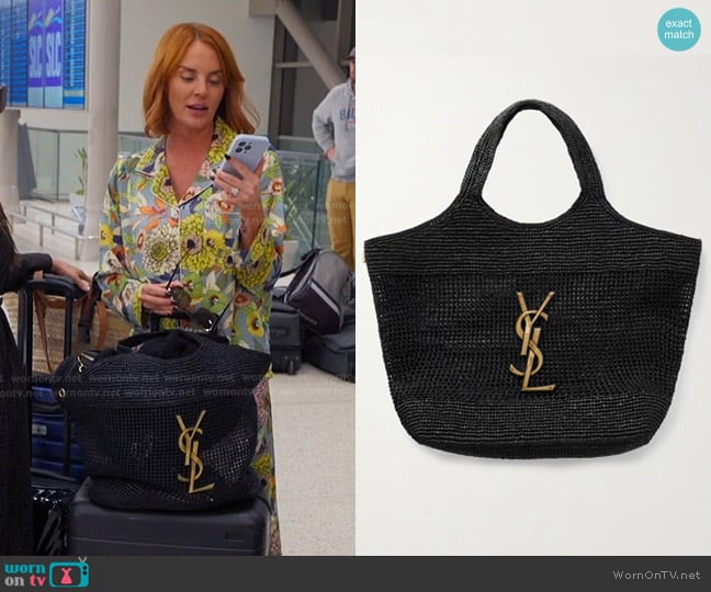 Saint Laurent Icare Maxi Embellished Raffia Tote worn by Whitney Rose on The Real Housewives of Salt Lake City