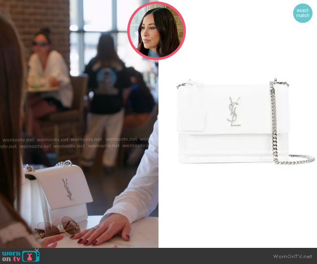 Saint Laurent Leather Sunset Bag worn by Angie Katsanevas on The Real Housewives of Salt Lake City