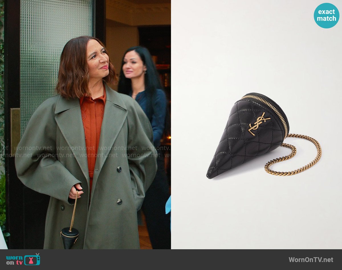 Saint Laurent Quilted embellished leather pouch worn by Molly Novak (Maya Rudolph) on Loot