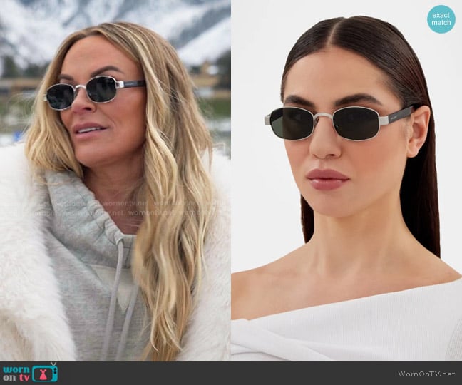 Saint Laurent Unisex Round Metal Sunglasses worn by Heather Gay on The Real Housewives of Salt Lake City