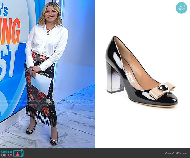 Salvatore Ferragamo Fiammetta Patent Leather Pumps worn by Jenna Bush Hager on Today