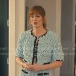 Abby’s blue textured outfit on Nobody Wants This