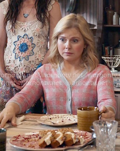 Sam’s red checked cardigan on Ghosts