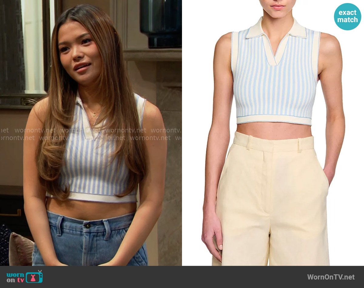 Sandro Aussy Sleeveless Cropped Sweater worn by Luna (Lisa Yamada) on The Bold and the Beautiful