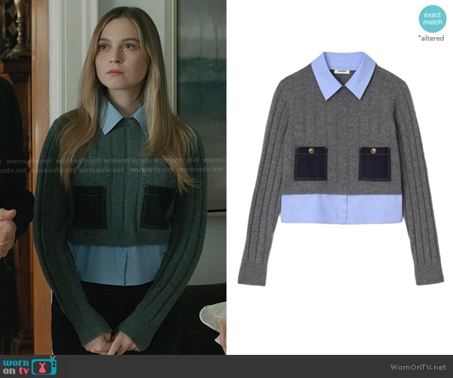 Sandro Jules Layered Look Sweater in Grey worn by Avery Norman (Olivia Daponde) on Elsbeth