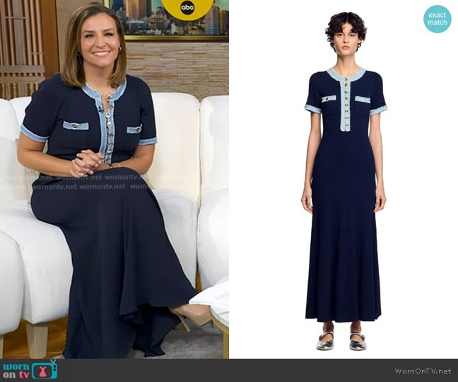 Sandro Knit and Denim Maxi Dress worn by Mary Bruce on Good Morning America