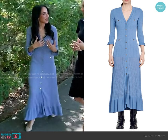 Sandro Long Knitted Dress in Blue worn by Noor Siddiqui on NBC News Daily