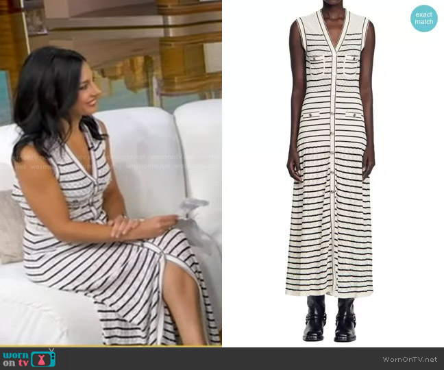 Sandro Molina Button Front Maxi Sweater Dress worn by Dr. Tara Narula on Good Morning America