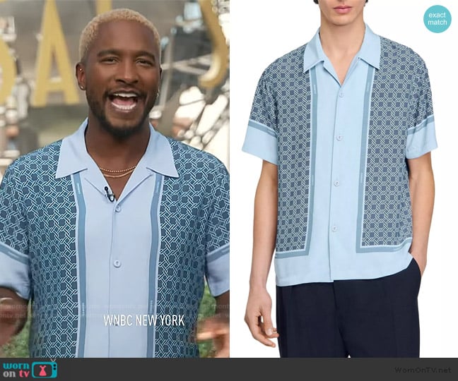 Sandro Short Sleeved Patterned Shirt worn by Scott Evans on Access Hollywood