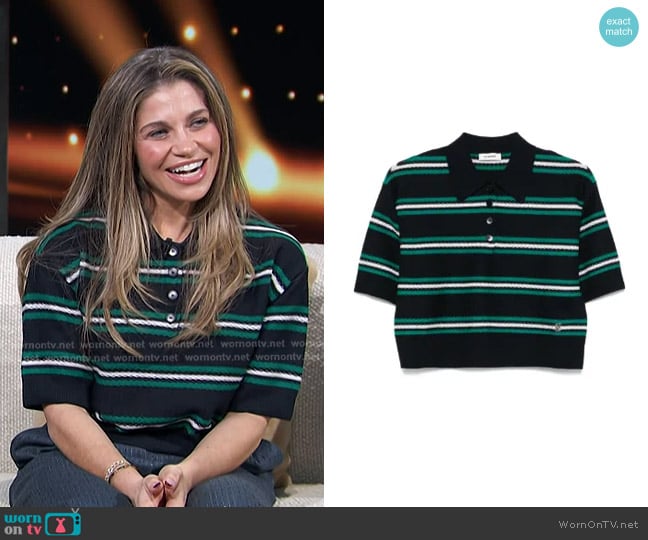 Sandro Striped Polo Top worn by Danielle Fishel on Access Hollywood