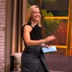 Sara’s black one shoulder top and gray skirt on The View