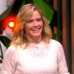 Sara’s white pointelle knit sweater on The View