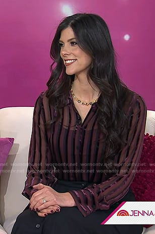 Sarah Battani Sams' red sheer stripe shirt on Today