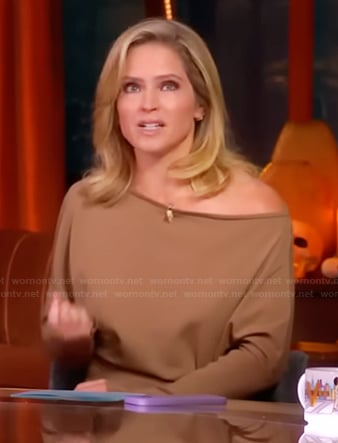 Sara’s beige one shoulder dress on The View