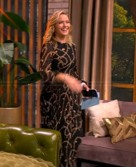 Sara’s black chain print maxi dress on The View