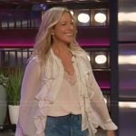 Sarah McLachlan’s white ruffle blouse on The Kelly Clarkson Show