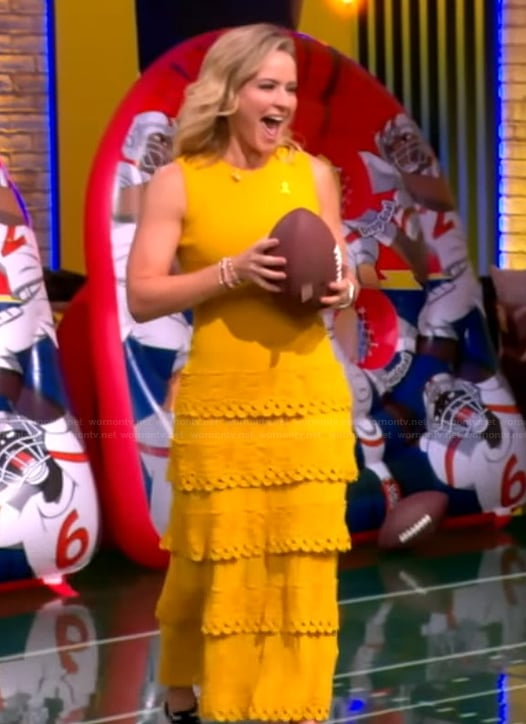 Sara’s yellow crochet tiered dress on The View