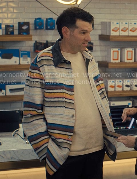Sasha's striped shirt jacket on Nobody Wants This