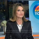 Savannah’s black double breasted satin blazer on Today
