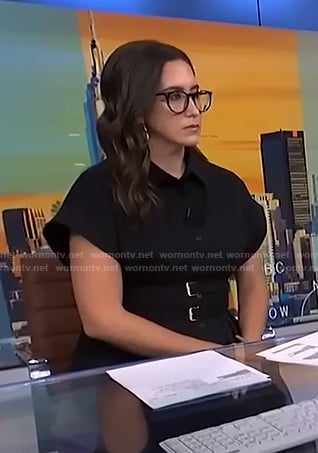 Savannah’s black double buckle waist top on NBC News Daily