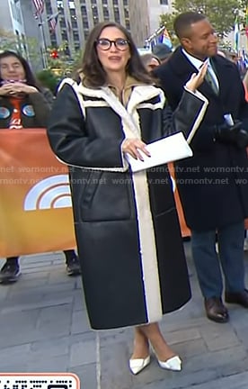 Savannah’s black leather sherpe coat on Today