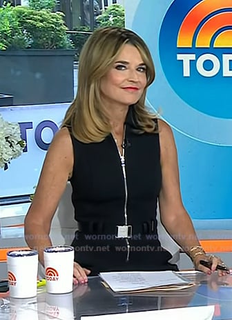 Savannah's black zip front belted dress on Today