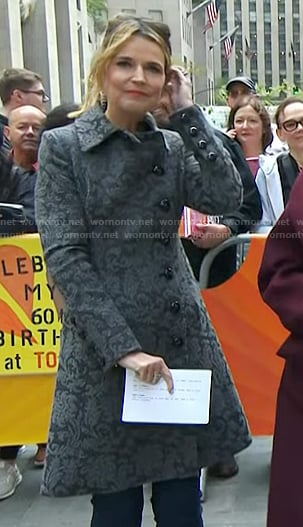 Savannah’s grey paisley coat on Today