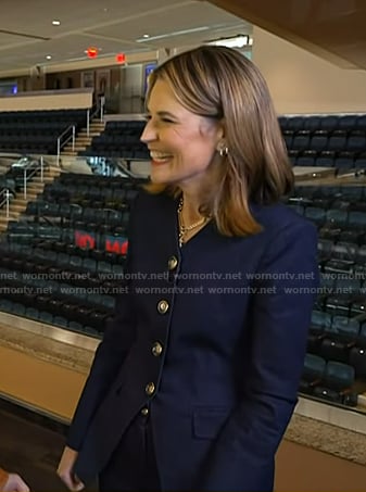 Savannah’s v-neck denim jacket and pants on Today