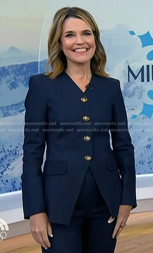 Savannah's v-neck denim jacket and pants on Today