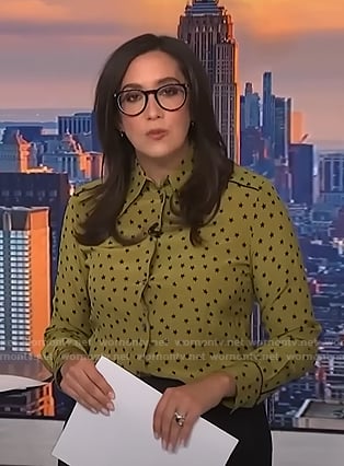 Savannah’s yellow star print button down shirt on NBC News Daily