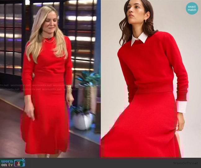 Scanlan Theodore Cashmere Crew Sweater worn by Jessica Capshaw on The Kelly Clarkson Show