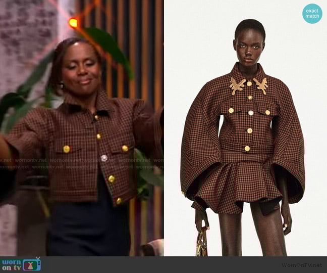 Schiaparelli Check Wool Jacket worn by Deborah Roberts on The View