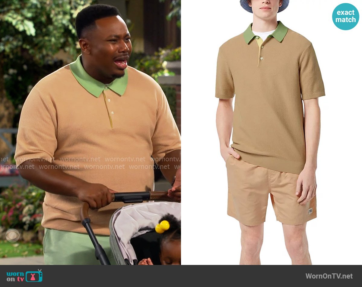 Scotch & Soda Knitted Polo Shirt worn by Marty (Marcel Spears) on The Neighborhood