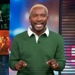 Scott’s green polo sweatshirt on Access Hollywood