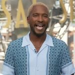 Scott’s blue printed shirt on Access Hollywood