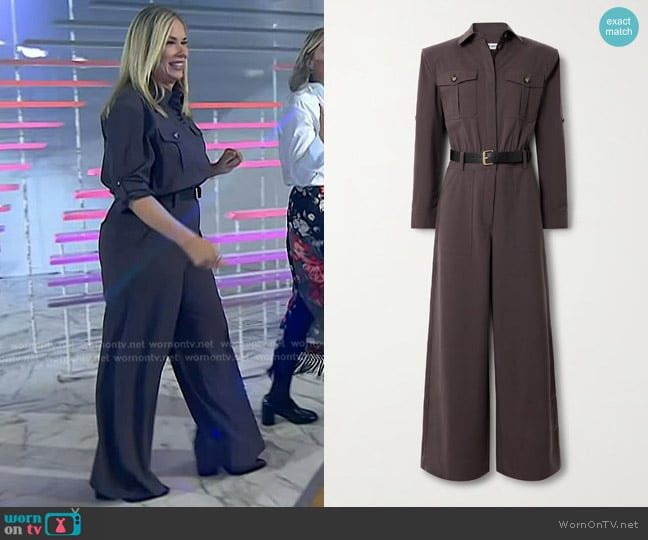 Self Portrait Belted leather-trimmed twill jumpsuit worn by Leanne Morgan on Today
