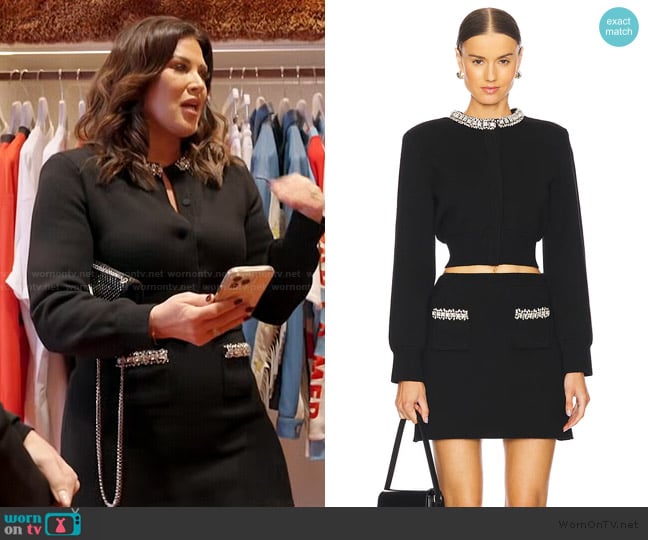 Emily’s embellished mini skirt on RHOC