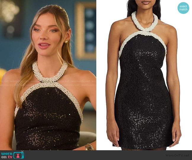 Self Portrait Faux-Pearl-Trim Sequined Bouclé Minidress worn by Alanna Gold on Selling Sunset