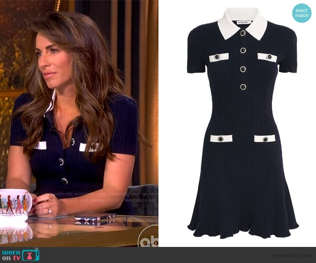 Self Portrait Navy Rib-Knit Contrast-Trim Mini Dress worn by Alyssa Farah Griffin on The View