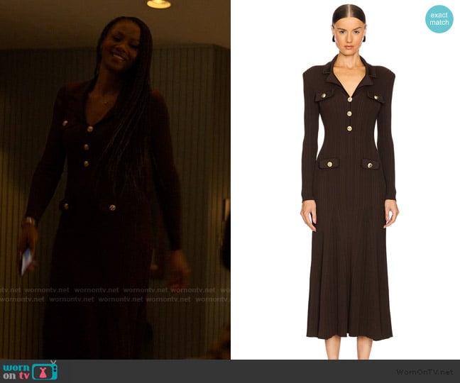 Self Portrait Viscose Rib Knit Midi Dress worn by Jax Stewart (Emayatzy Corinealdi) on Reasonable Doubt