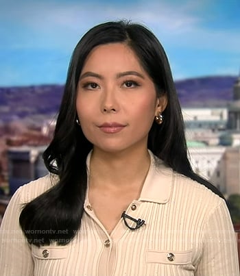 Selina Wang’s ivory ribbed dress on Good Morning America